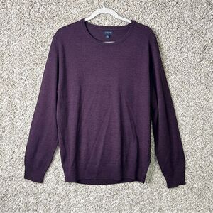 J. Crew Factory Sweater Men’s Large Dark Purple Wool Blend Crew Neck Long Sleeve